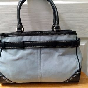 Light Blue Suede Coach Purse and Change purse